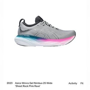 Asics Gel-Nimbus 25 Womens 8 Wide Road Running Sheetrock/Pink Rave LKNW! No box